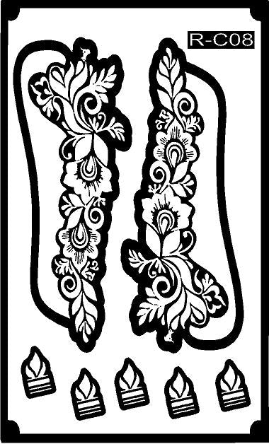 Designer Foot Mehndi Stencil for Beautiful Leg Art Patterns REBANSTENCIL C08