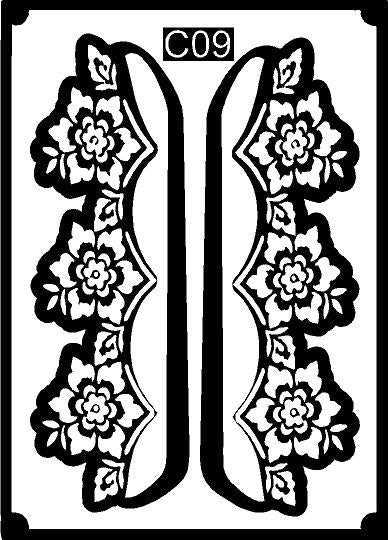 Classic Leg Mehndi Stencil for Elegant Foot Decoration C09