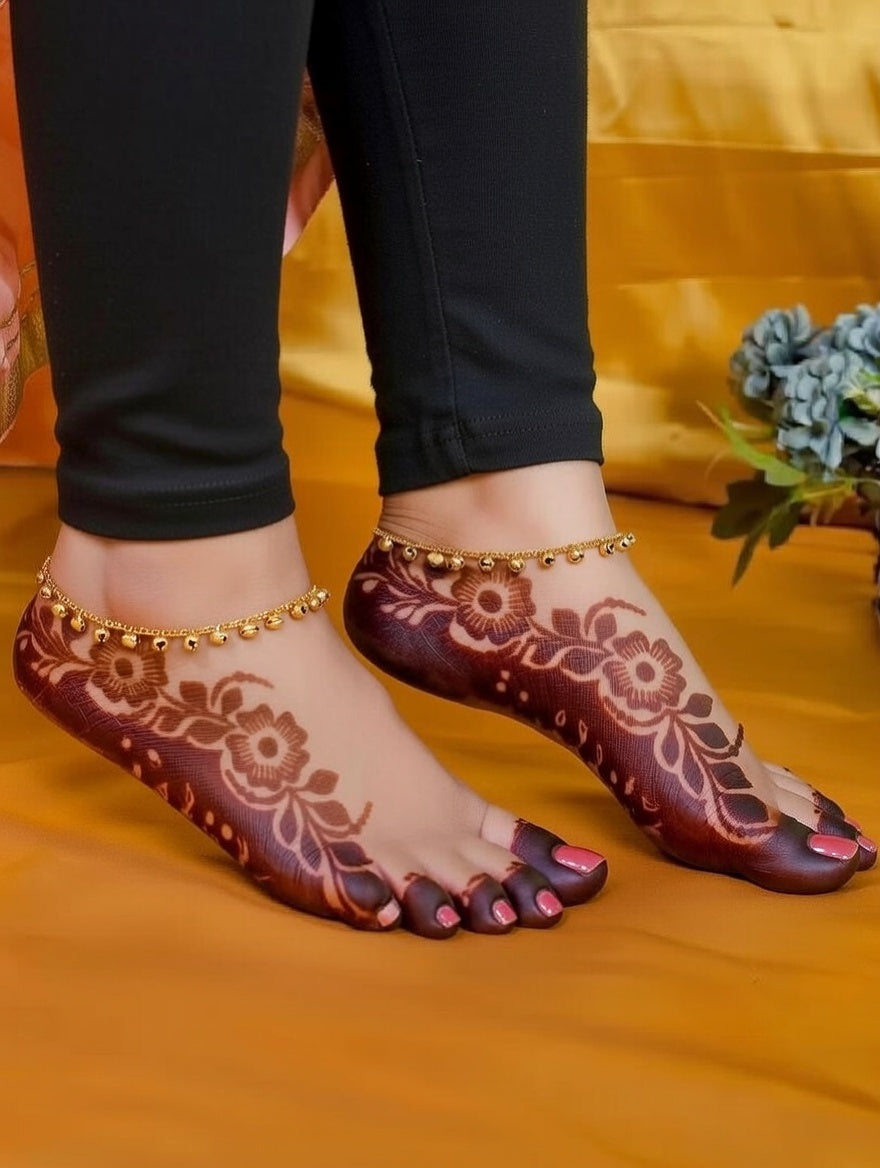 Detailed Foot Mehndi Stencil for Professional Leg Design C10