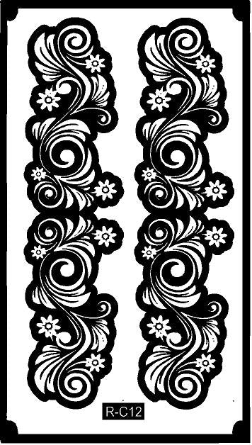 Decorative Leg Mehndi Stencil for Foot Pattern Application REBANSTENCIL C12