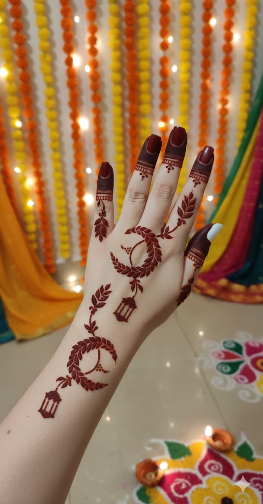 Eid Special Moon Mehndi Stencil for Festive Hand Designs REBANSTENCIL I01