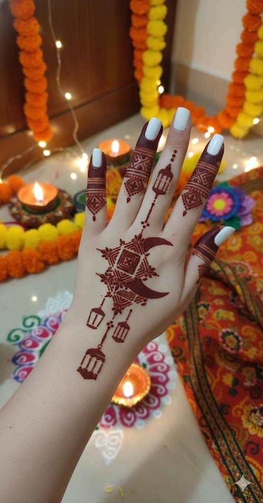 Premium Eid Moon Mehndi Stencil for Traditional Look REBANSTENCIL I02
