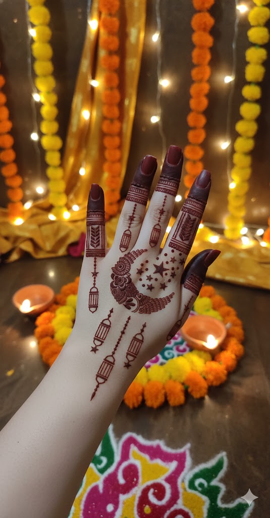 Eid Special Crescent Mehndi Stencil for Elegant Design REBANSTENCIL I04