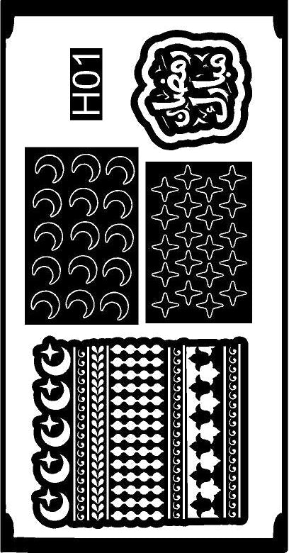 Celebration Series Mehndi Stencil – Eid Moon Symbolic Hand Design REBANSTENCIL H01