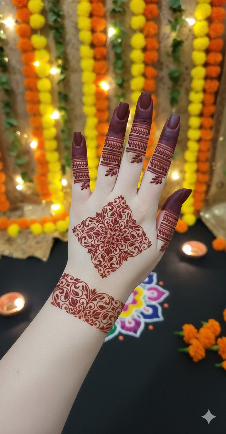 Fine Detail Mandala Bracelet Mehndi Stencil for Clean Impressions REBANSTENCIL G05