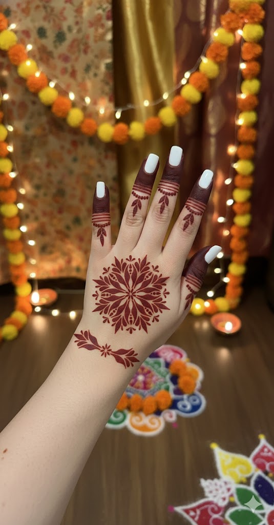 Intricate Mandala Wrist Mehndi Stencil for Professional Body Art