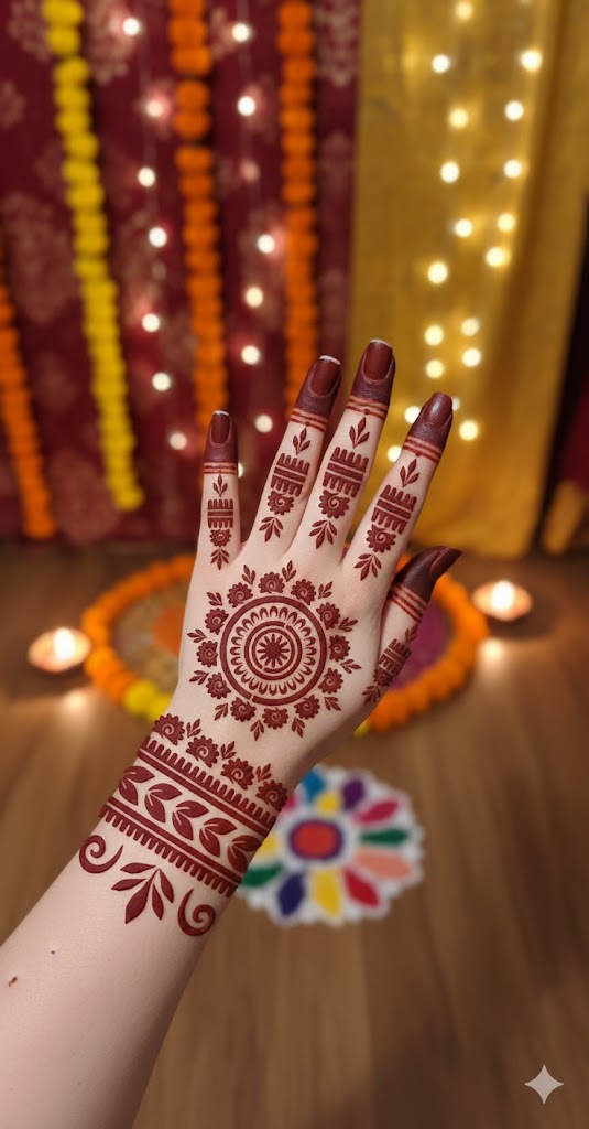Modern Mandala Wrist Mehndi Stencil for Trendy Hand Styling REBANSTENCIL G04