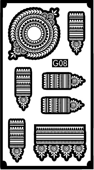 Decorative Mandala Bracelet Mehndi Stencil for Beautiful Hand Art RENANSTENCIL G08