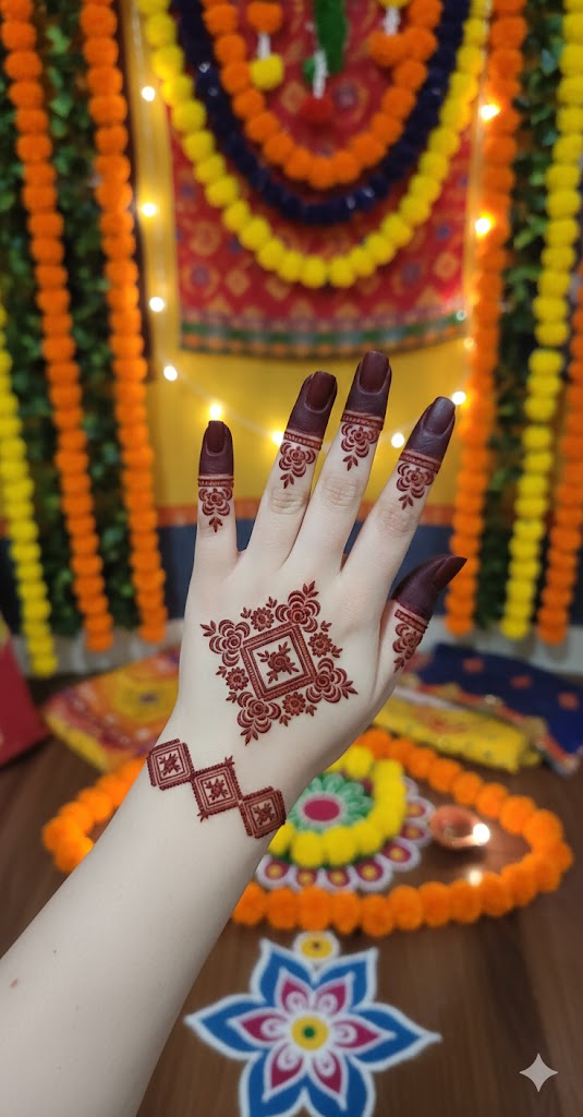 Modern Mandala Wrist Mehndi Stencil for Trendy Hand Styling REBANSTENCIL G09