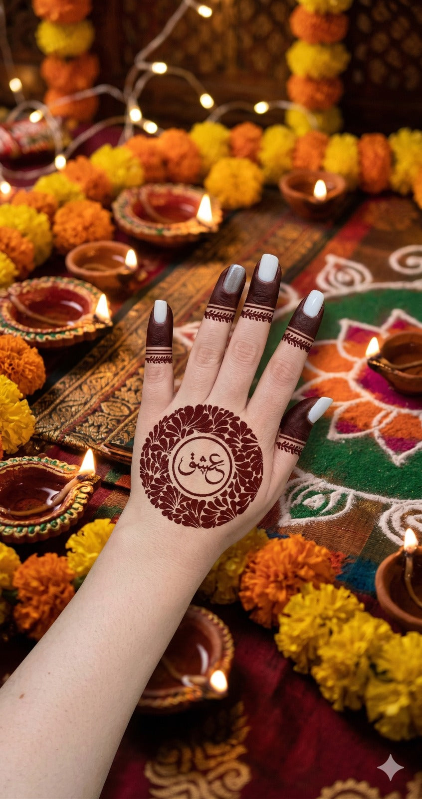 Love Theme ISHQ Mehndi Stencil for Creative Mehndi Design