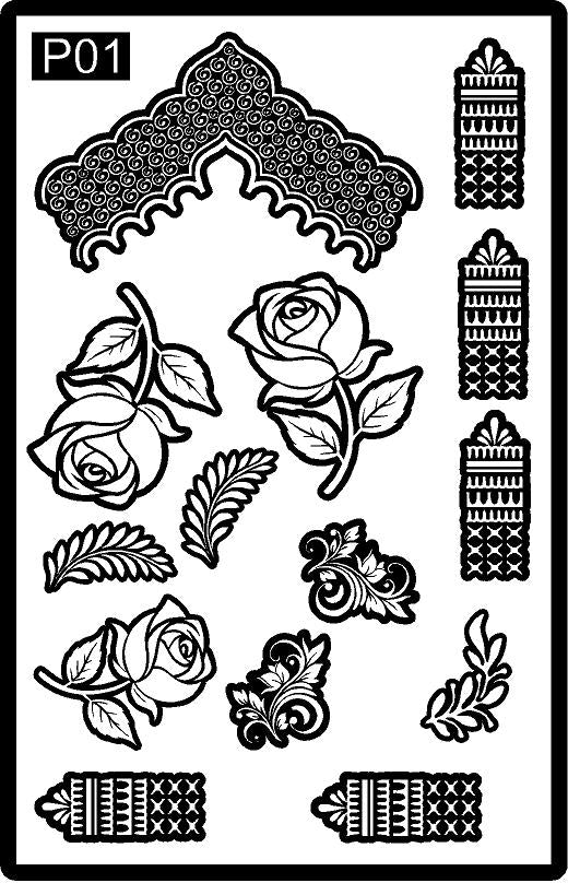 Bridal Semi Hand Mehndi Stencil for Elegant Wedding Designs REBAN STENCIL P01 SET OF 2
