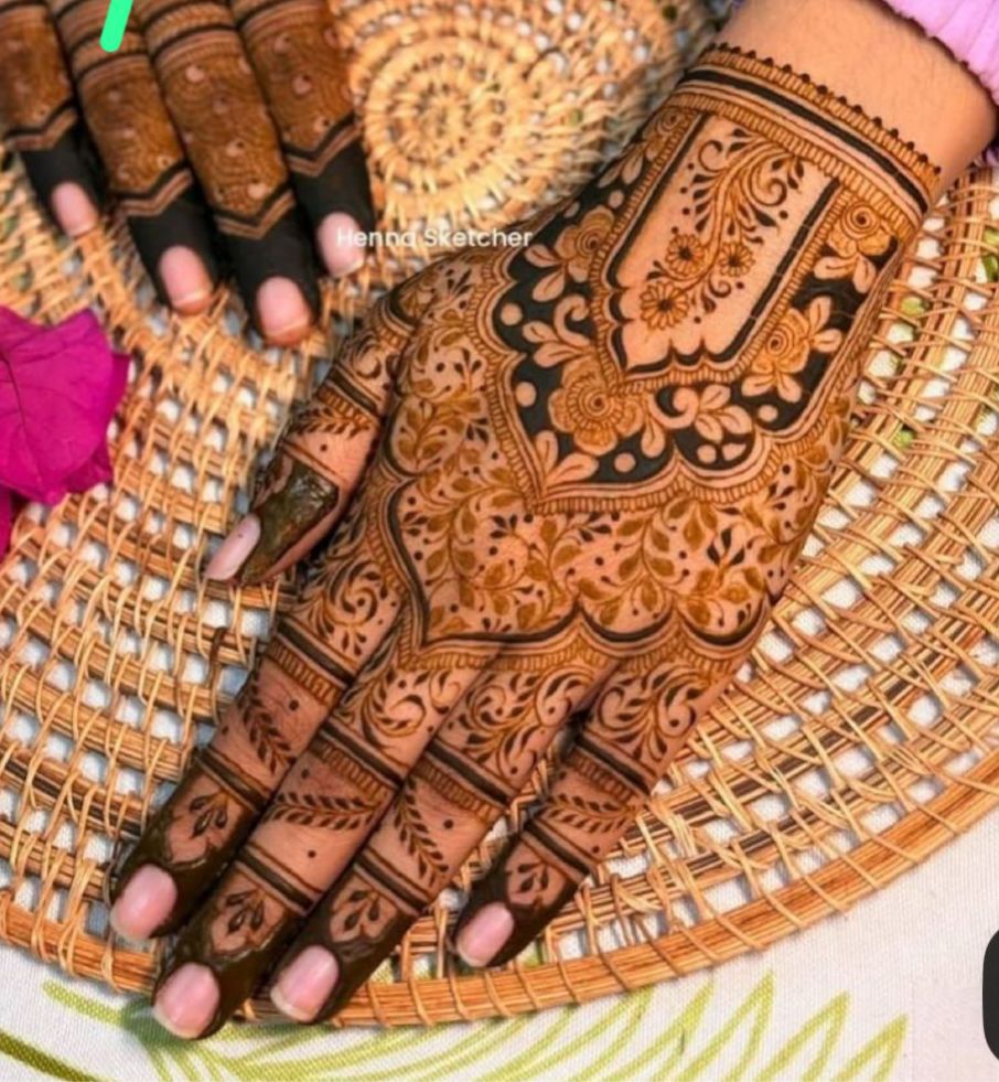 Premium Bridal Semi Hand Mehndi Stencil for Detailed Patterns REBAN STENCIL P02 SET OF 2